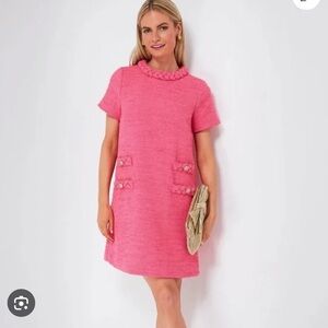 Tuckernuck Jackie Tweed Dress Pink Small Preppy Classic